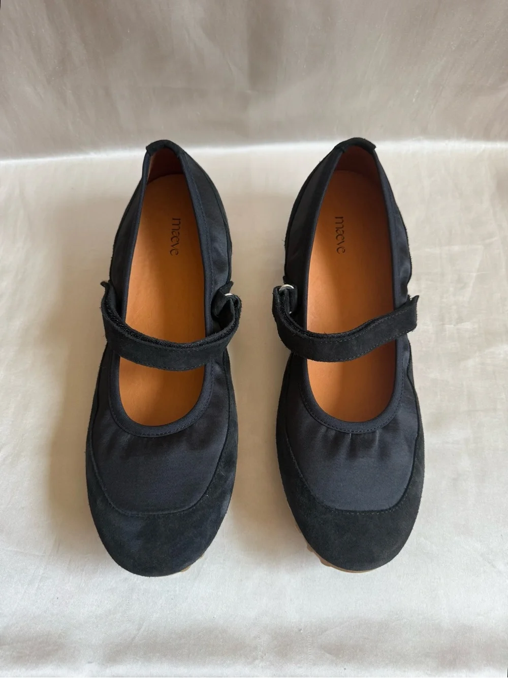 Maeve Anthropologie Black Ballet Flats with Suede Toe